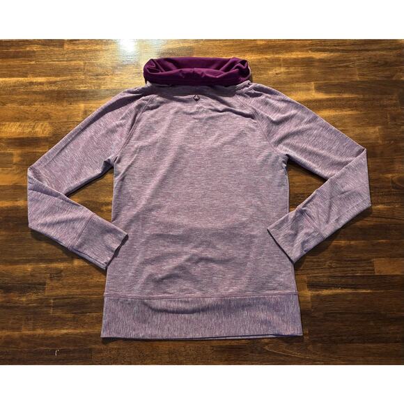 Prana Women’s Large Pullover Top Cowl Neck Purple Kangaroo Pocket Hiking Layer - Picture 2 of 8